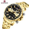 NAVIFORCE Fashion Brand Black Gold Men Watch Fashion Luxury Quartz Wrist Watches Sport Waterproof Stainless Steel Strap NF9234
