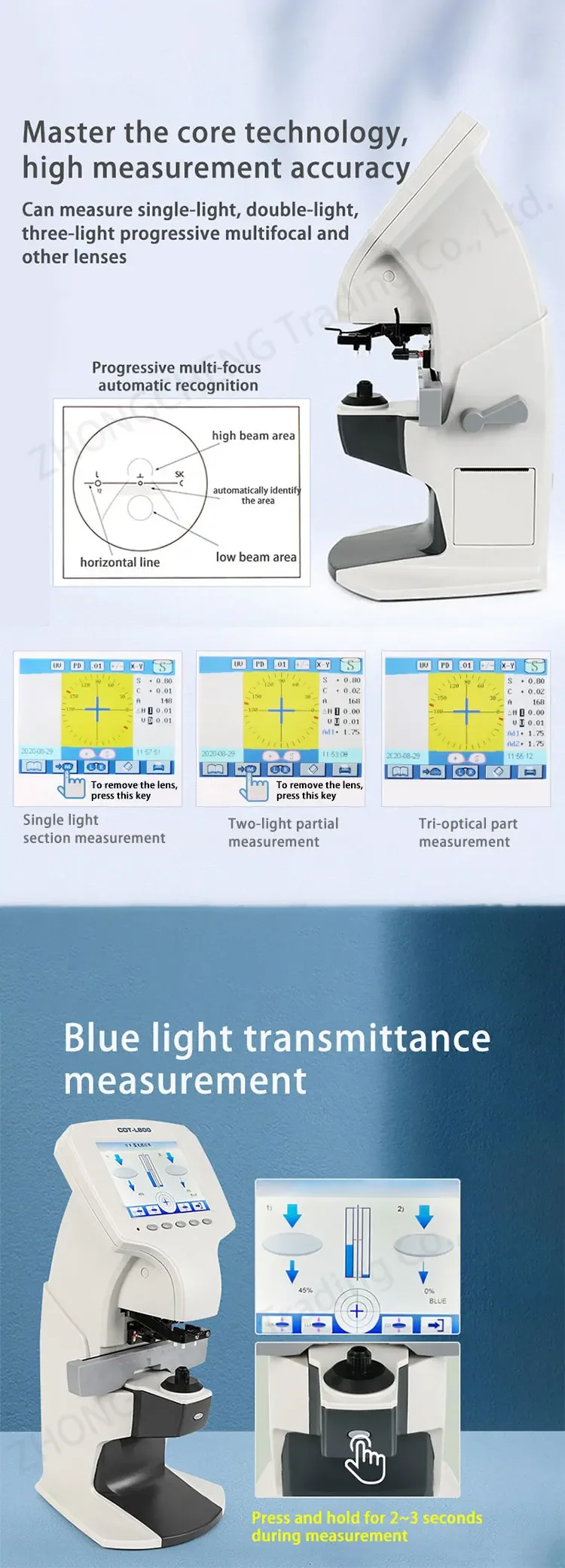 220V New L800 Automatic Computer Focal Meter Inspection Film Optical Shop Optica