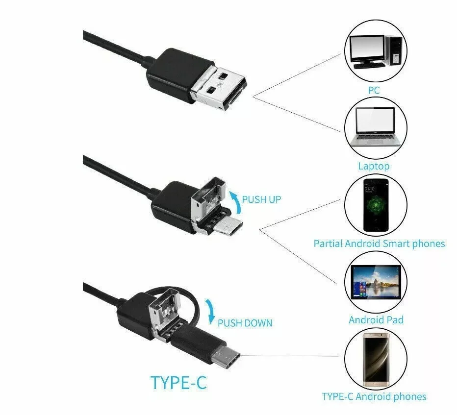 720P HD 8 Adjustable LED Lights, Auto Repair Industrial Endoscope, Micro Inspection Video Camera Snake Borescope Tube 5
