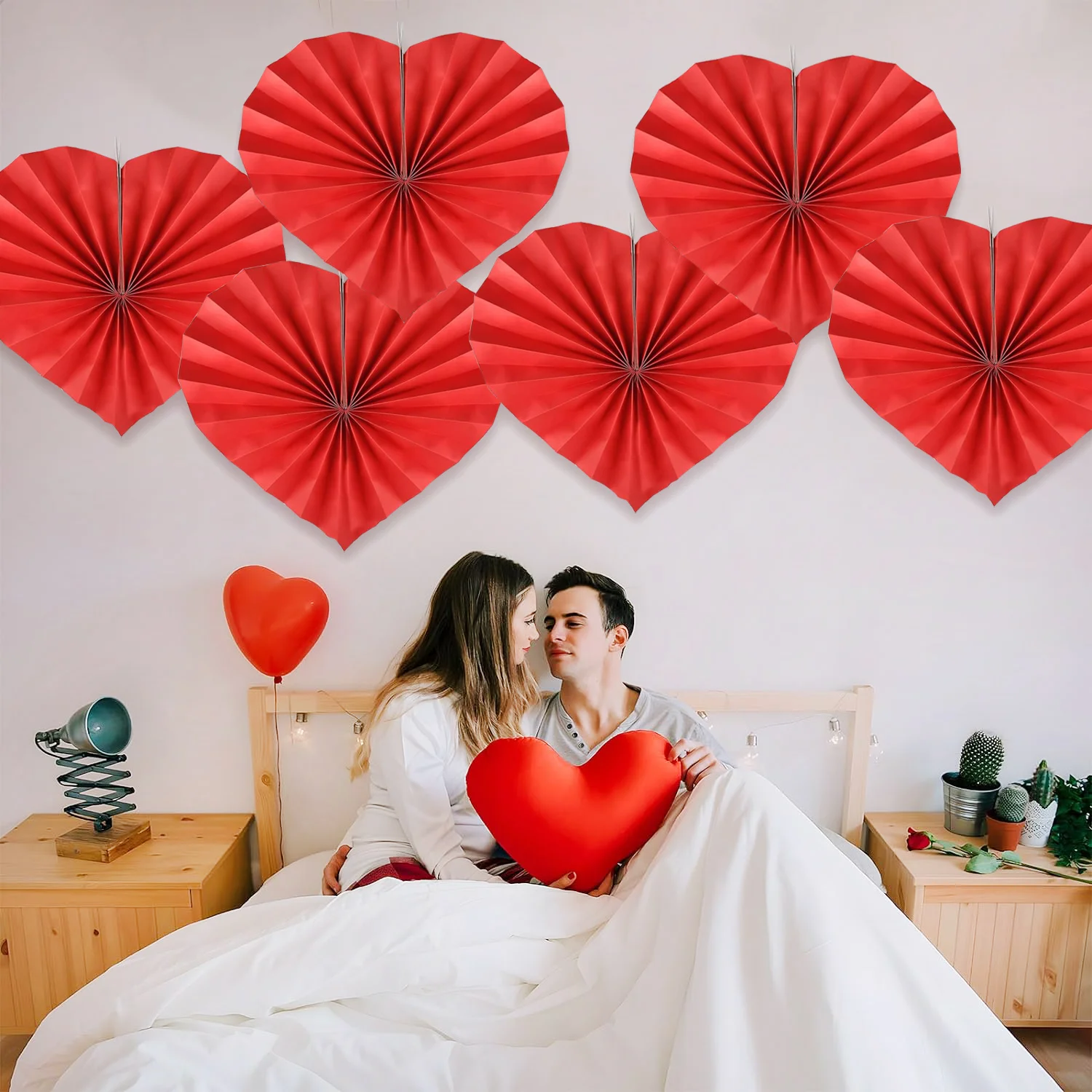 6 uds corazón rojo 12,6 pulgadas abanico de papel flor foto de boda Prop  fondo para decoración de fiesta de aniversario del Día de San Valentín  feliz - AliExpress, image size:1500x1500