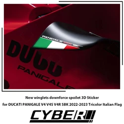 New winglets downforce spoilet 3D Sticker for DUCATI PANIGALE V4 V4S V4R SBK 2022-2023 Tricolor Italian Flag