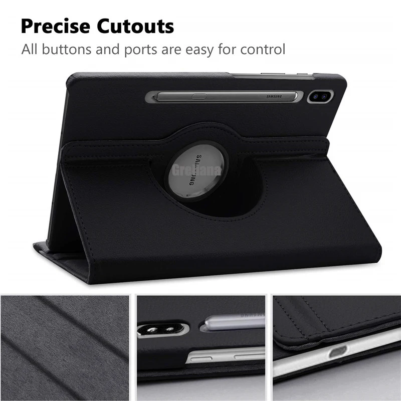Tablet Case For Samsung Galaxy Tab S6 10.5 T860 T865 360 Rotating Folio Flip Stand Pu Leather Cover