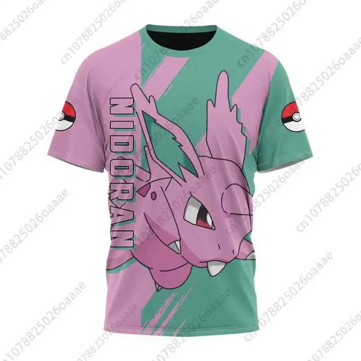 

2024 Pokemon Nidoran Typhlosion Men's and Women's 3D Y2k T-shirts Sports and Leisure Children's Short Sleeves