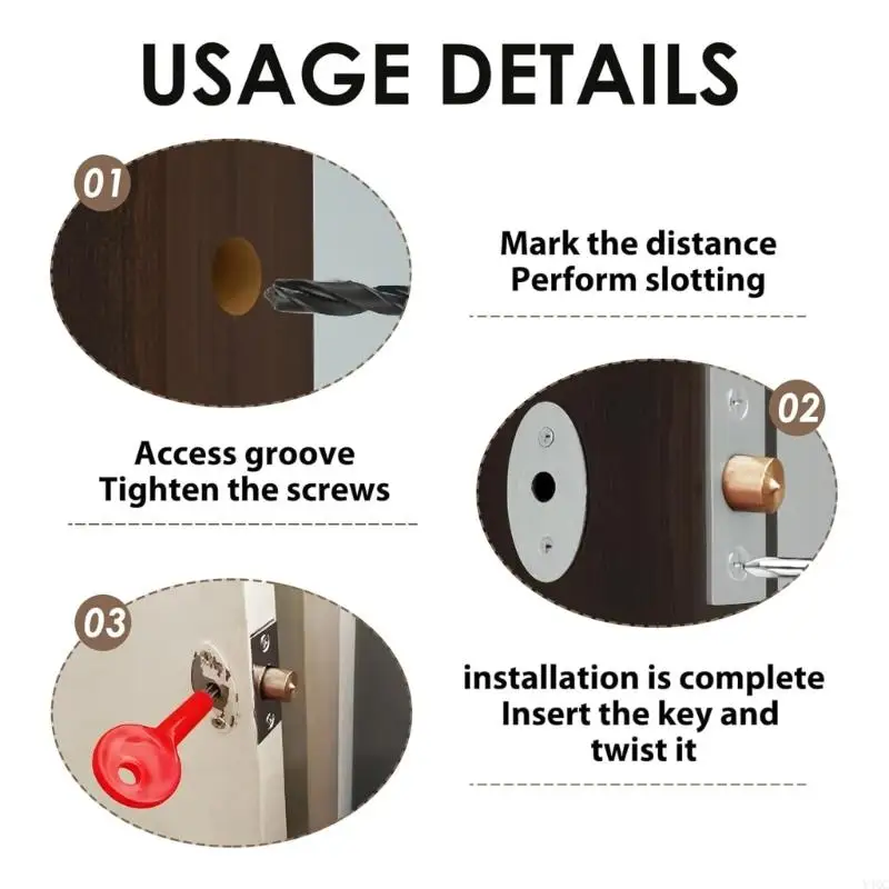 2Pcs Tube Well Lock Mortice Door Bolts with Star Key for Fireproof Door Y4QC