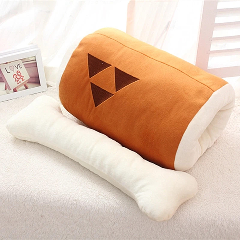 Nice Monster Hunter Huge Grilled Meat Pillow Plush Barbecu with Big Bone Stuffed Toy Children's Christmas Home Decoration Gift