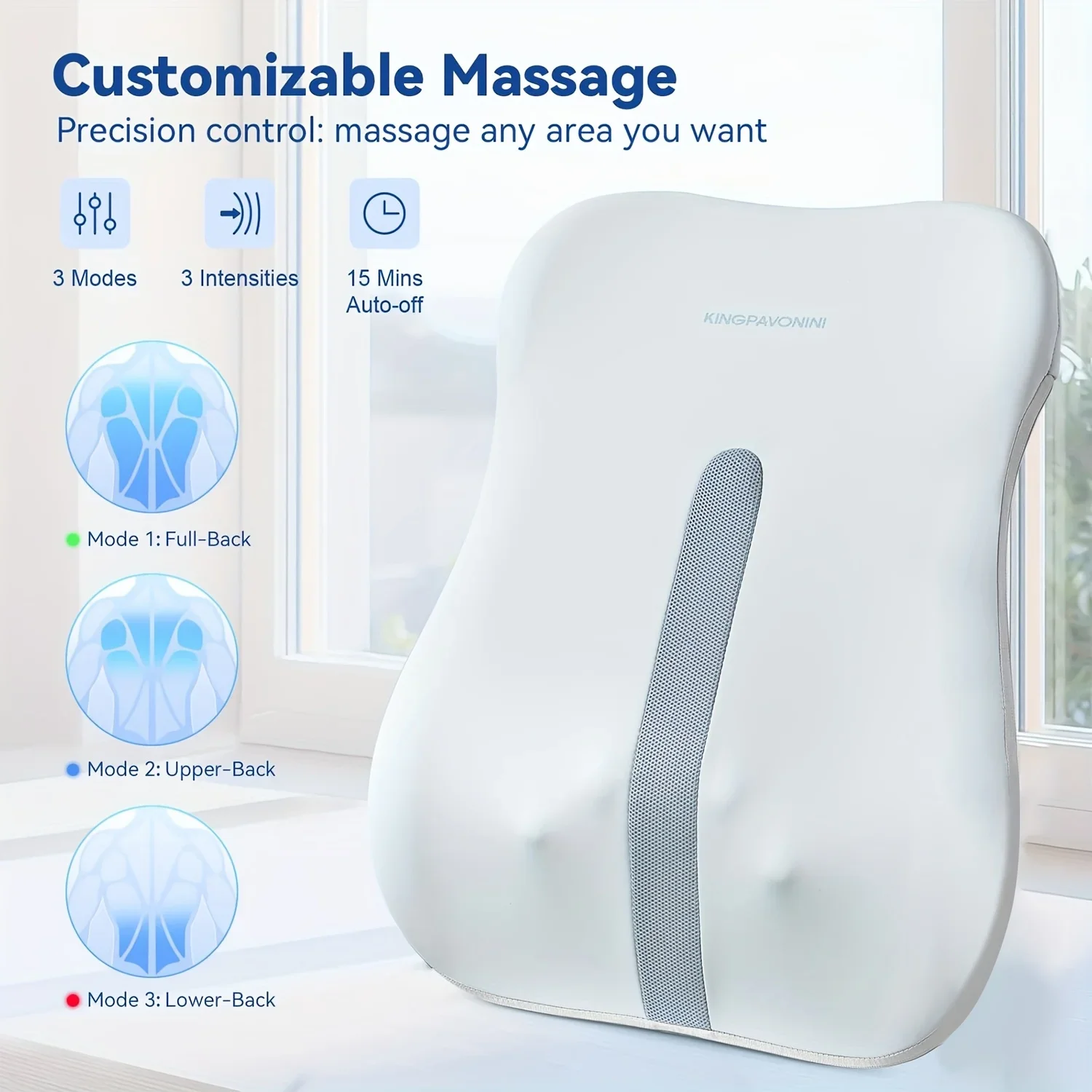 Portable Electric Back Massager with Heat for Deep Tissue Relief