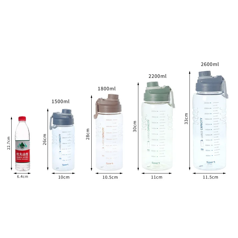 Botella de agua de 1,5 litros, sin BPA, botella de agua deportiva grande de  1500 ml con pajita y marca de tiempo, el mejor accesorio para deportes,  fitness, correr y senderismo