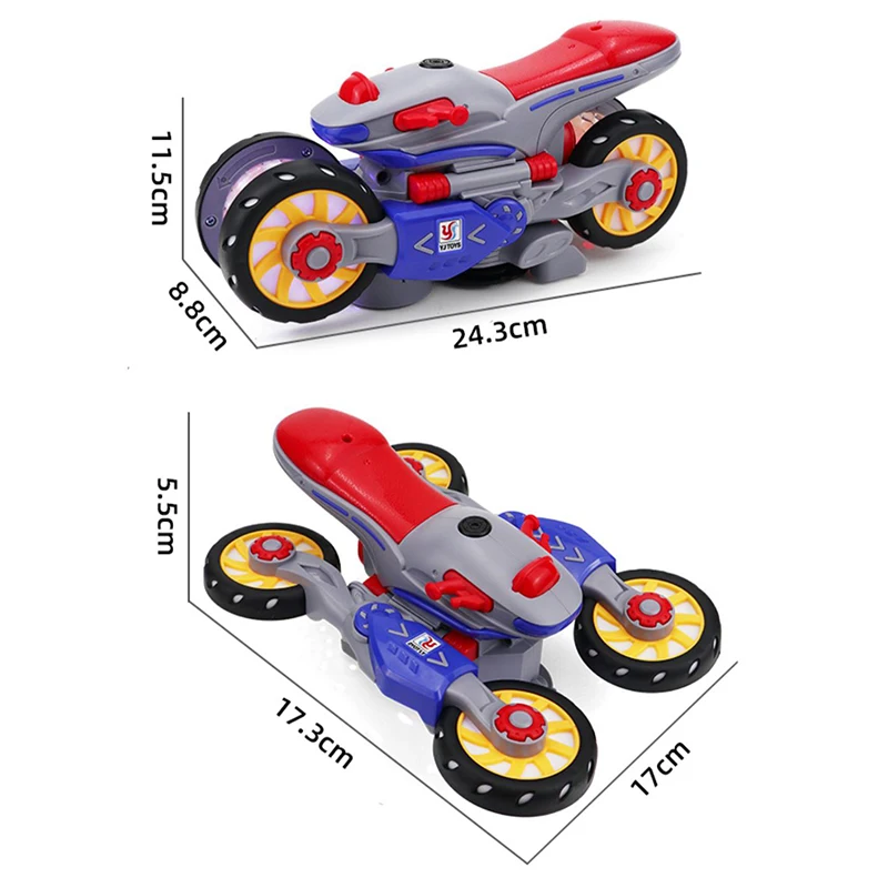 Children's electric universal motorcycle toy, boys' lighting, music, transformation, special effects toy car gift 2
