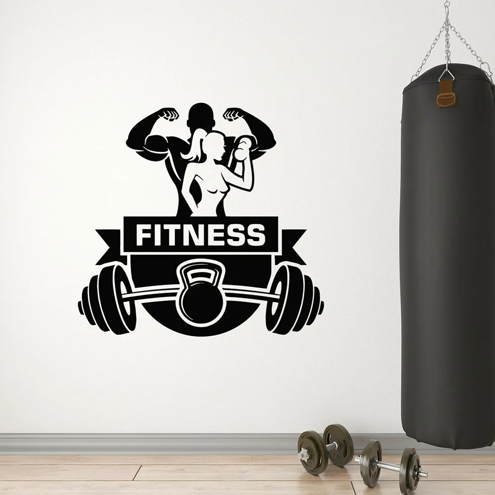 

Gym Club Sign Fitness Bodybuilder Sport Wall Sticker Bodybuilding Muscles Gym Fitness Iron Sport Stickers Home Gym Decor SY37