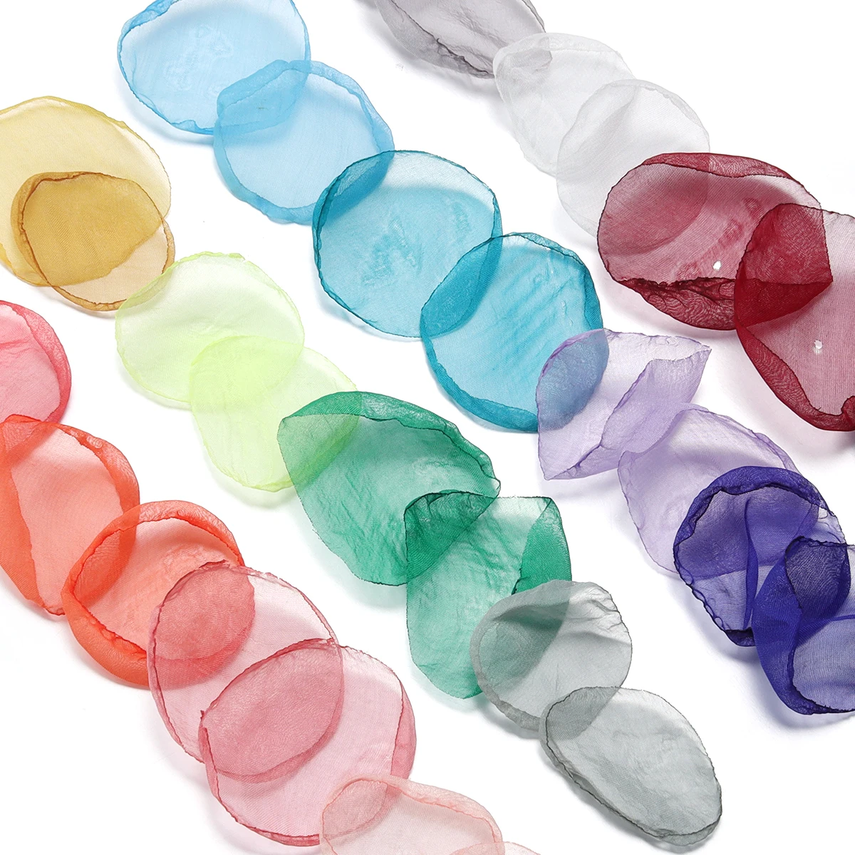 20 Stück Chiffon handgemachte gebrannte Randblätter bunte künstliche Blume für Hochzeit Party Kopfbedeckung Ohrringe Dekoration Zubehör – Detail 9
