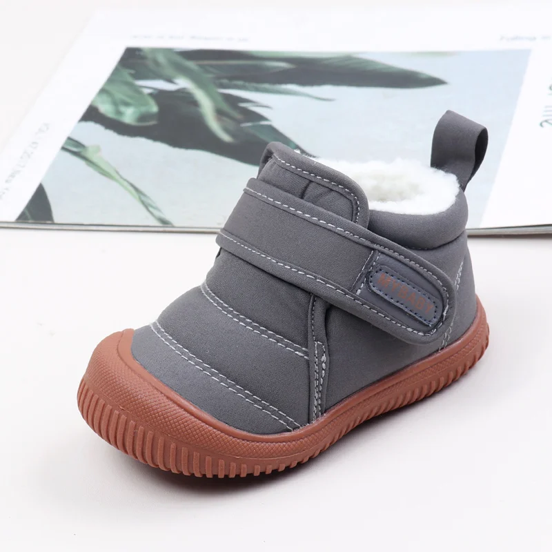 Baby Boys Girls Warm Boots Toddler Cartoon Pattern Ankle-High Boots Fall/Winter Plush-Lined Warm Shoes