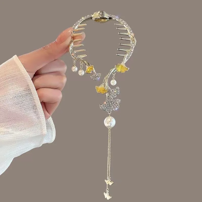 Damen-Haarspange mit Quasten und Strasssteinen, exquisiter Glitzer-Maruko-Stirnband, Haarspange, 2025, Valentinstagsgeschenk für Freundin, Ehefrau – Detail 10