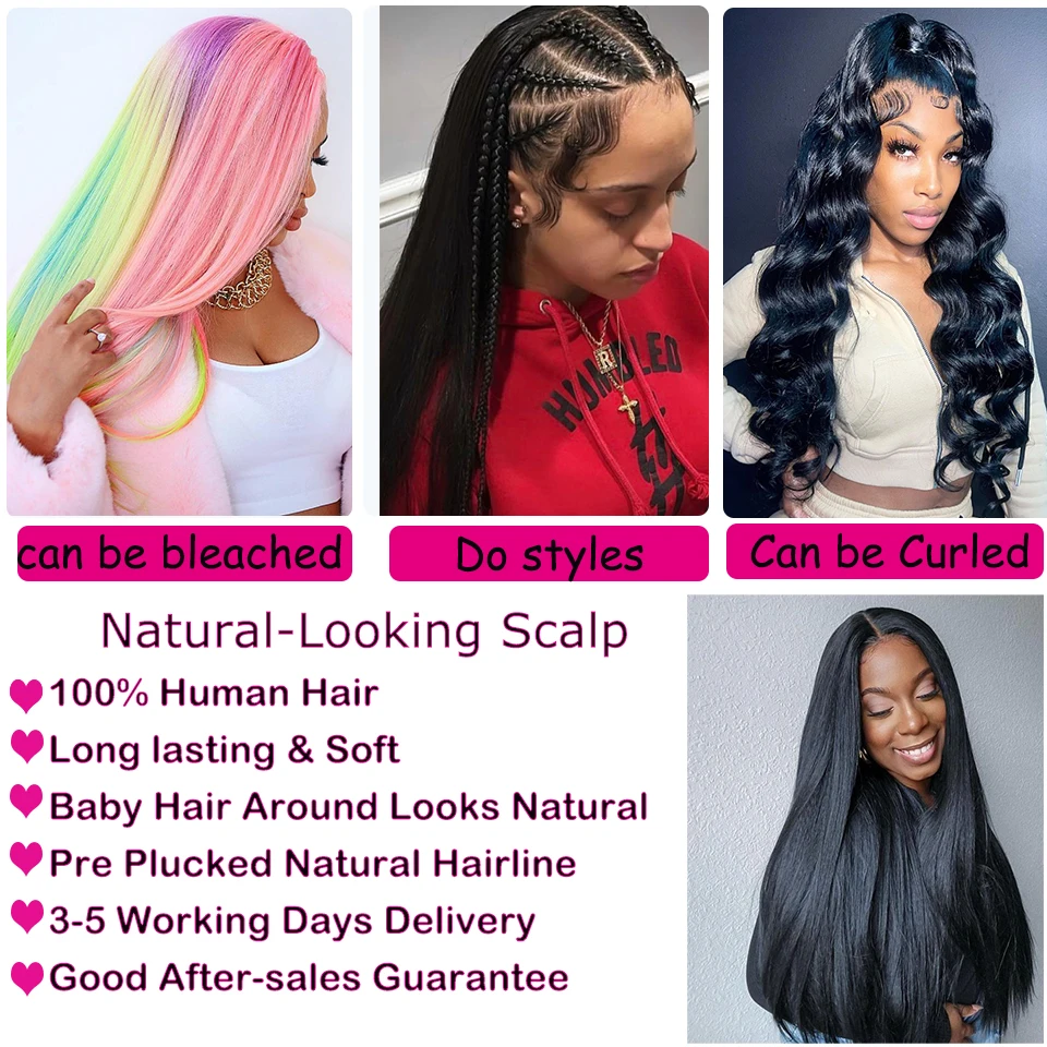 HD Full Lace Human Hair Wigs 180% Density Brazilian Straight Remy Human Hair Full Lace Wigs Pre Plucked with Baby For Women