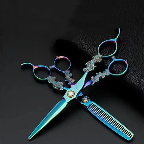 

Titanium 6 Professional Hair Salon Scissors Set Cutting Barber Haircut Thinning Shear Scissors Hairdressing Hair Tools Scissors