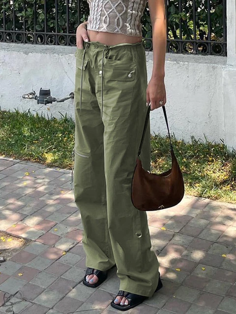 Weekeep Fairycore Women Cargo Pants 2000s Vintage Low Rise Baggy