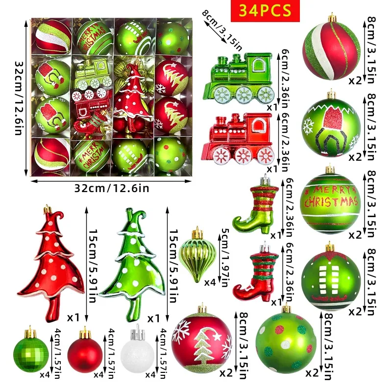 Green Elves Christmas Ball Pendant Decoration Set