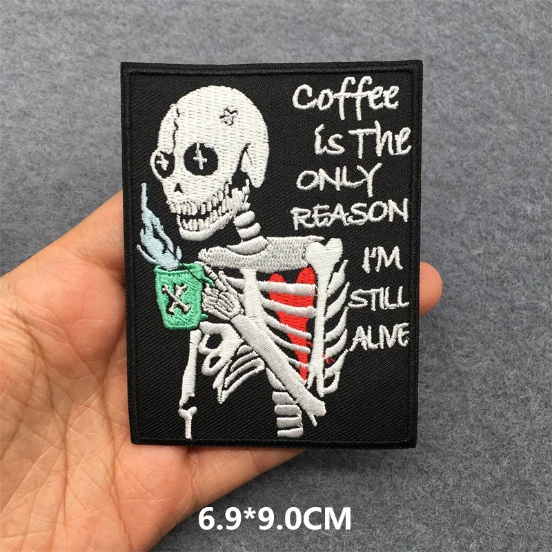 Flame Skull Embroidered Punk Patch