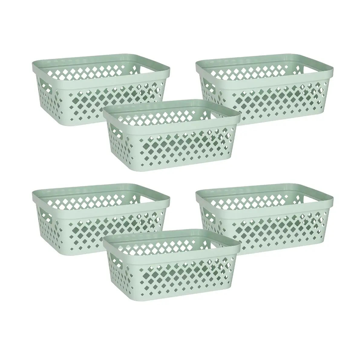 

Plastic Storage Basket Set - Value Pack of 6, Open Storage Bins, Nesting Organizer Boxes with Handles, 2 Gallon, Sage