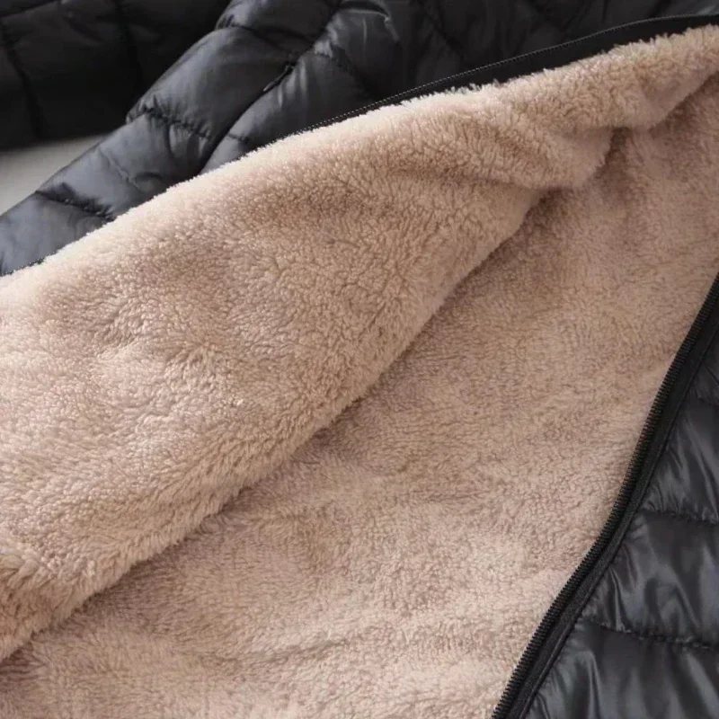 Women Winter Warm Lined Quilted Jacket Fuzzy Fleece Lightweight Zip Long Sleeve Hooded Coat With Pocket Fashion Coats Outwear
