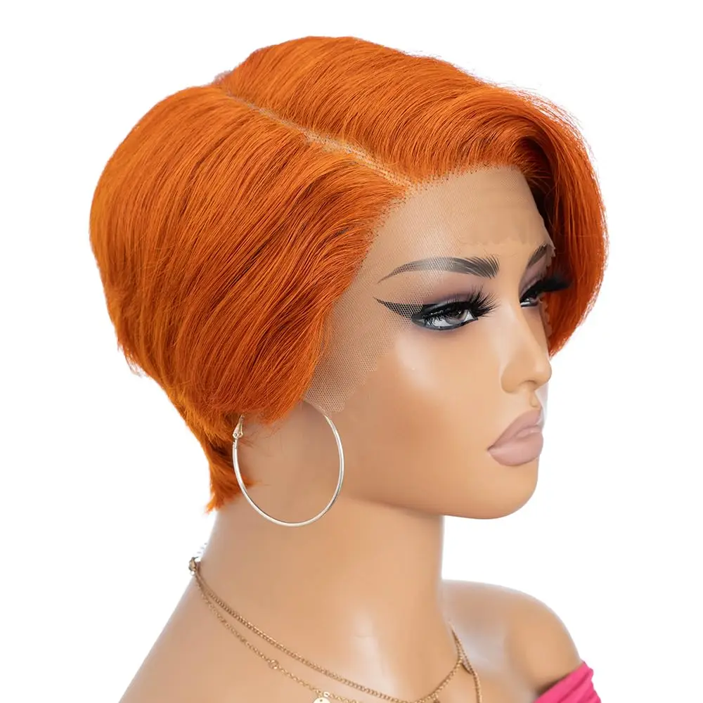 Straight Human Hair Wigs 6inch1b/99J Color 13x4x1 T Part Lace Frontal Wig Short Layered for Black Women Side Part Wigs