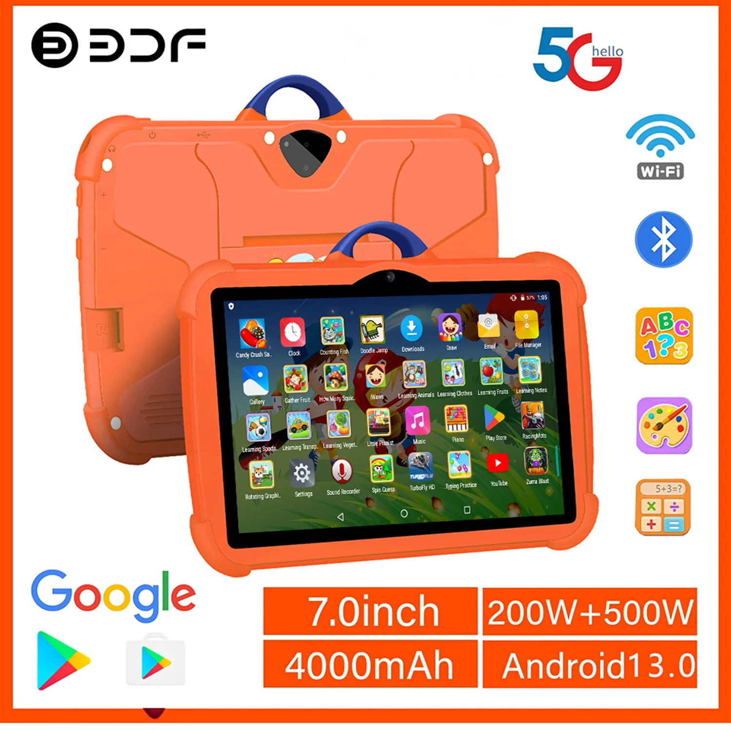 7 Inch Global Version 5G Kids’ tablet Dual BOW Cameras 5G WiFi Quad Core 4GB RAM 64GB ROM Children’s Gifts Tablets 4000mAh
