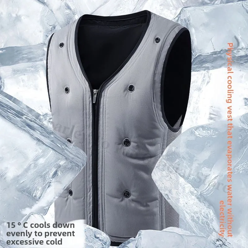 COMXZ Ice Cooling Vest Men Water Pack Construction Outdoor High Temperature Summer Breathable Work Jacket Liquid Cooling System