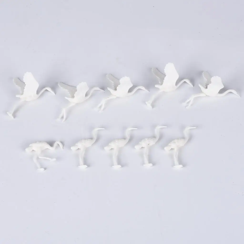 10Pcs Miniatures Red Crowned Crane Bird Figures Toys for Micro Landscape