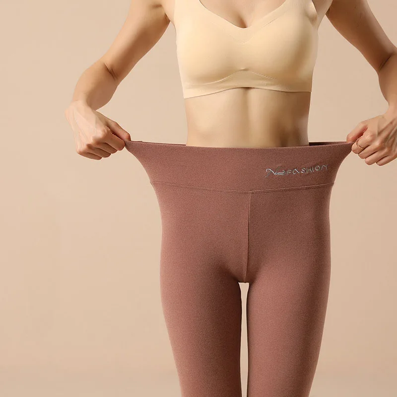

Winter Warm Leggings Women Plus Fleece Warm Pants High Waist Leggings Seamless Leggings Solid Color Winter Female Clothing