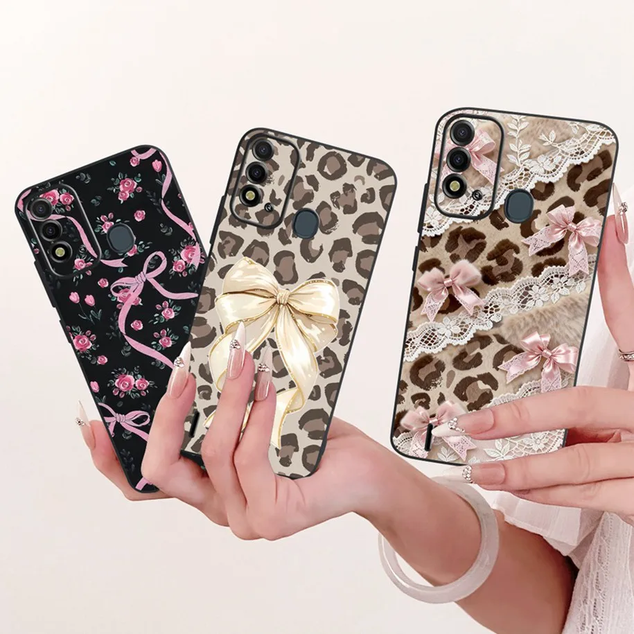Elegant Flower & Butterfly Soft Black Silicone Phone Case