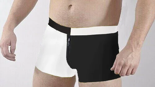 

100% Latex gummi rubber schwarz&weiß hose draussen beiläufig mode stand shorts