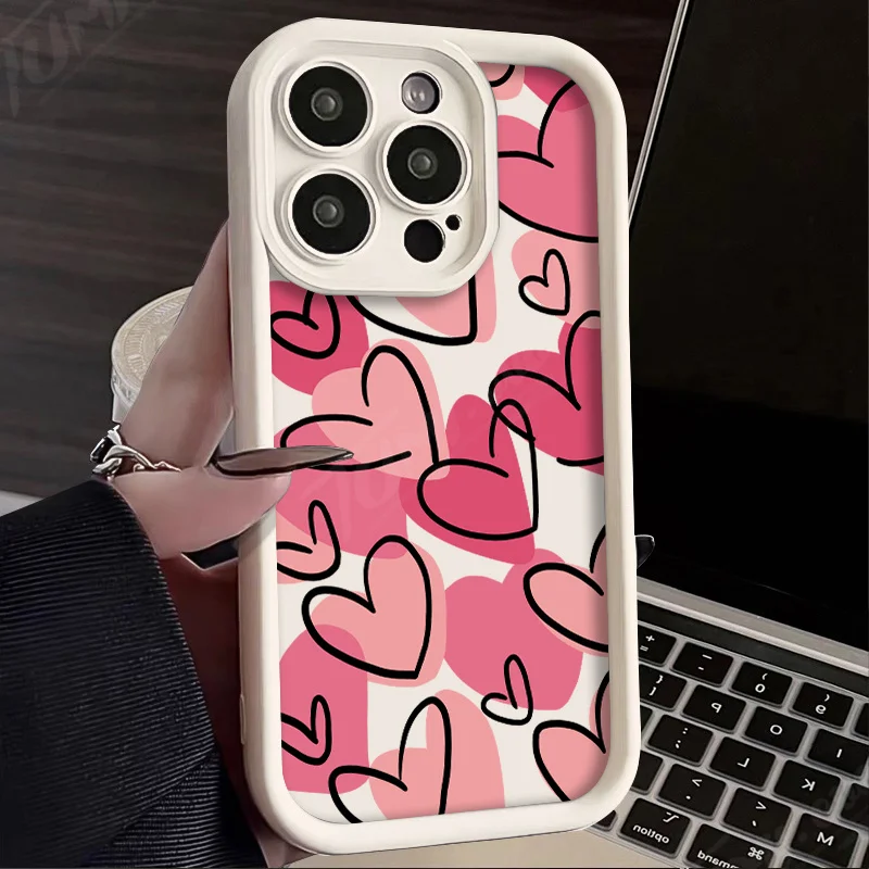 New Silicone Case - Cute Pink Love Heart Design