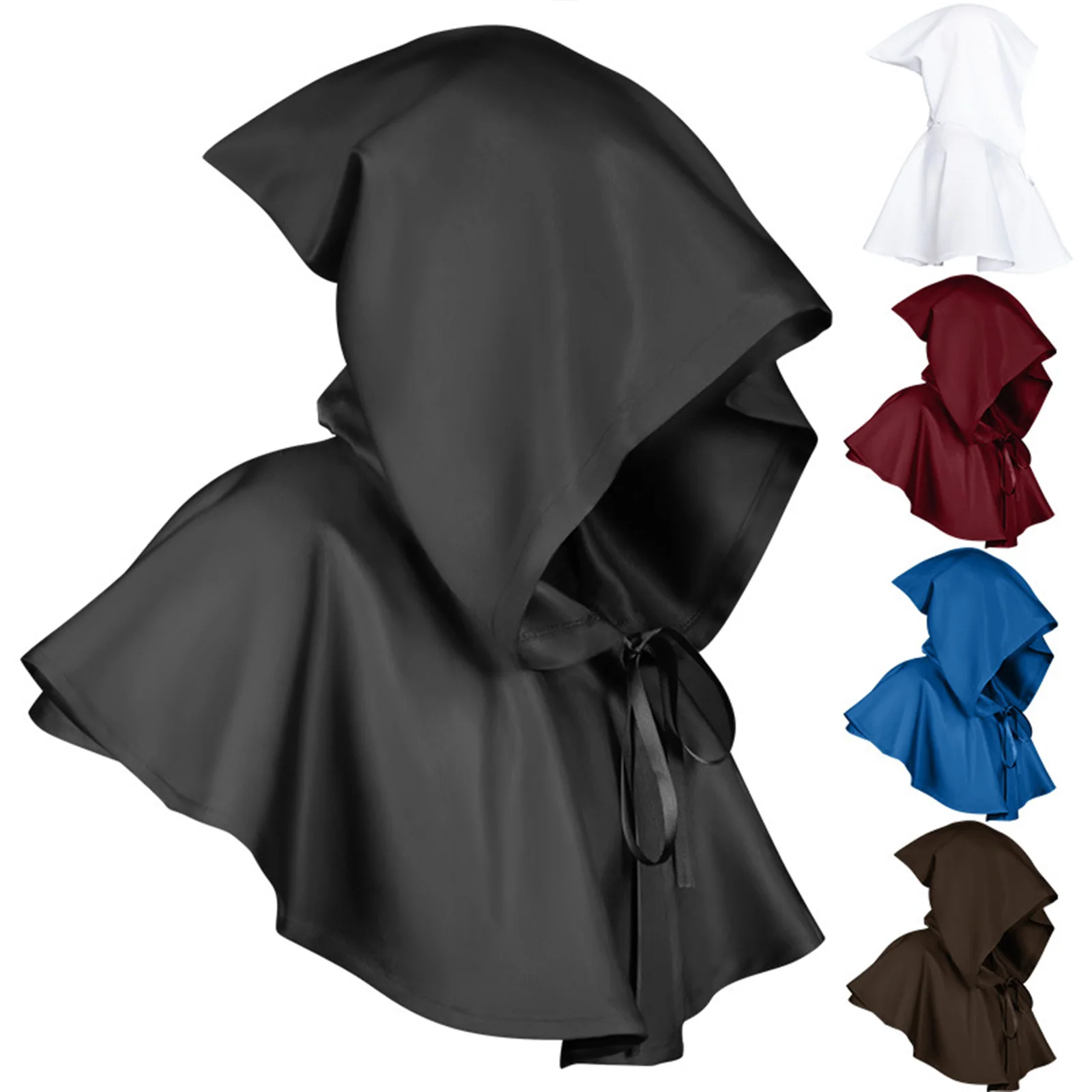 

Cosplay Death Cape Short Hooded Cloak Costume Wizard Witch Black Cowl Men Women Halloween Home Party Decoration Prop