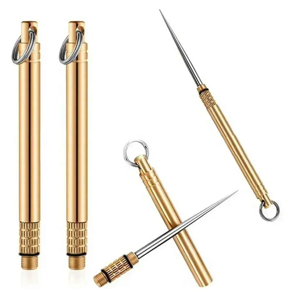 1PC Tragbare Titan & Messing Zahnstocher Obst Gabel Outdoor Multifunktionale Camping Werkzeug Zahnstocher Rohr, Stärker Als Zahnseide – Detail 1