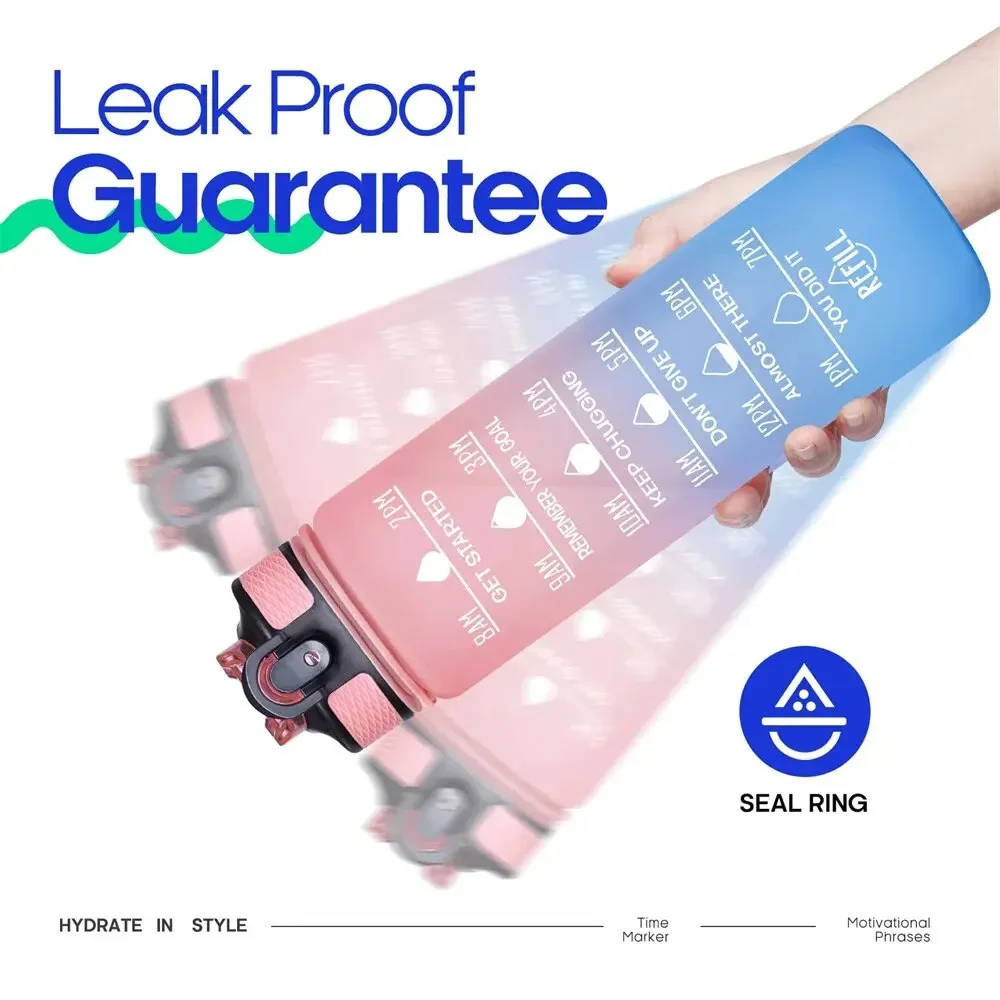 Description Picture 3 of itemLeakproof Water Bottles with Times to Drink and Straw Motivational Drinking Sports Water Bottle for Fitnes Gym Outdoor 1000ml