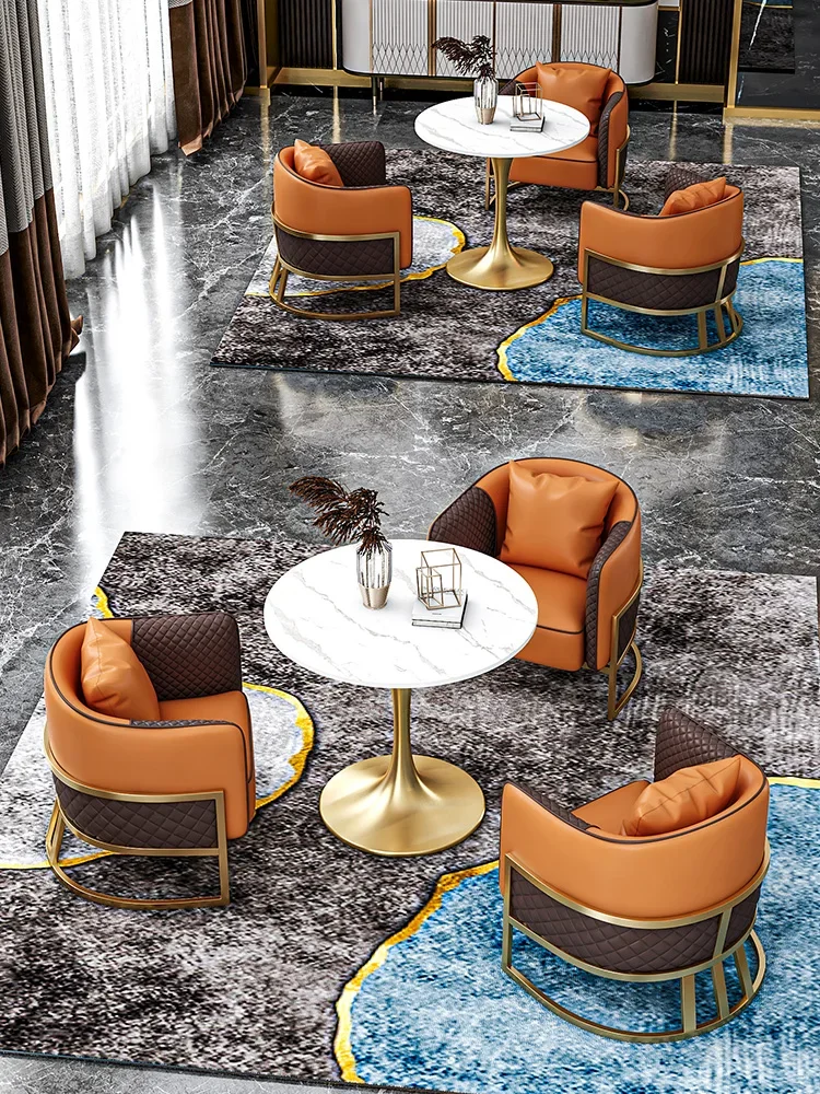 Light luxury coffee shop negotiating table and chair combination leisure reception office sofa small round table sofa booth
