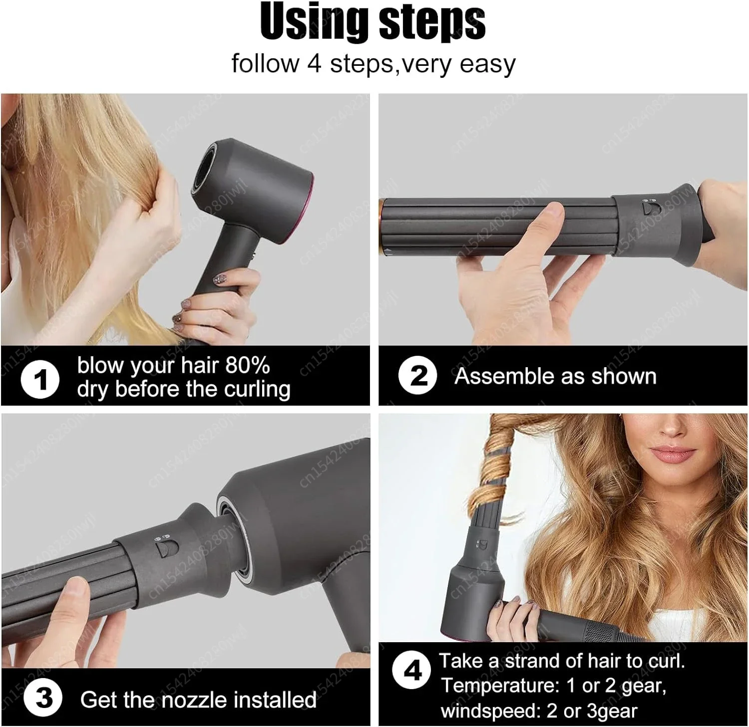 Hair Styling Nozzle Brush for Dyson Airwrap HS01/05 Anti Hair Nozzle For Dyson Dryer 30/40mm AutoCurling 360&deg;Roating