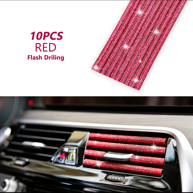 Universal Car Air Outlet Decorative Strip Car-styling Diamond Interior Moulding Air Vent Trim Conditioner Grille Sticker
