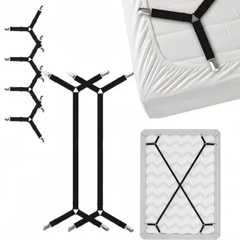 Universal Bed Sheet Holder Adjustable Elastic Fastener Straps Non-Slip Sofa Cover Clips Crisscross Gripper For Mattress Covers