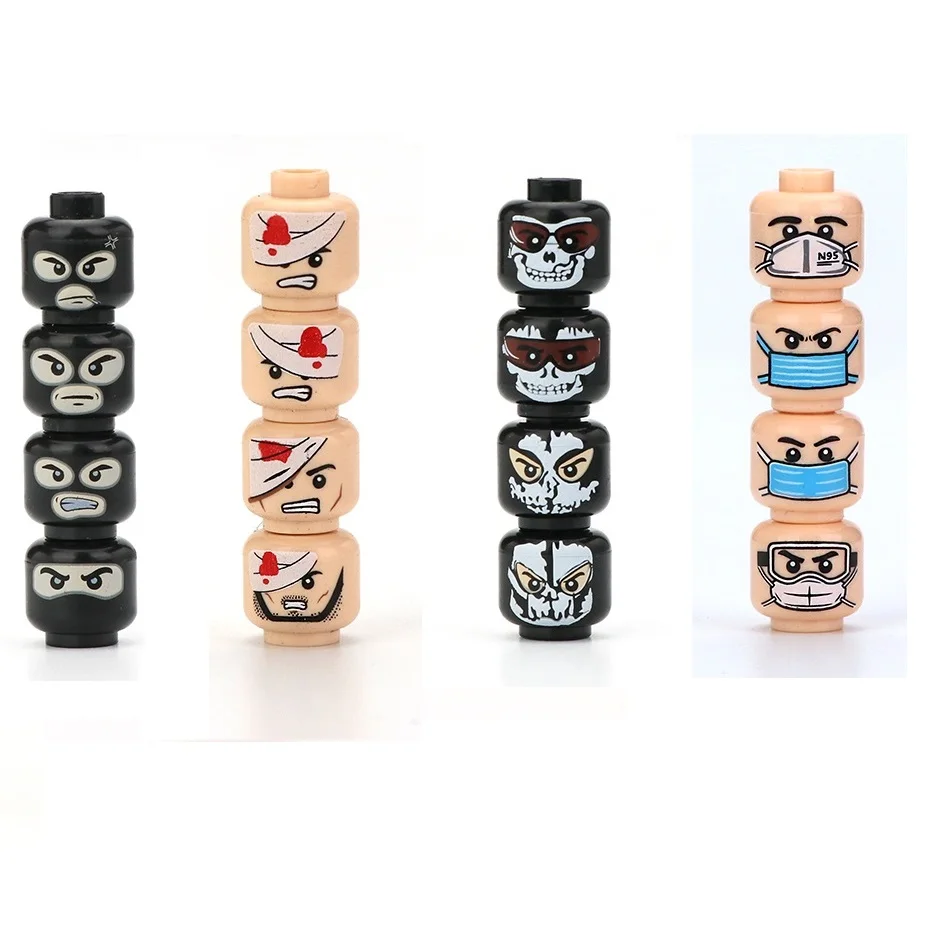 4 Pezzi/Set Face Ww2 Heads Helmet Soldier Educational Police Playmobil City Figures Parts Blocchi Originali Mini Giocattolo Per Bambini Regalo