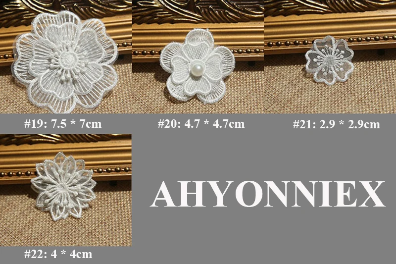 10 teile/los DIY Weiß Organza Blume Patches Für Kleidung Stickerei Patches Für Dekorative Parches Applique Nähen Handwerk – Detail 4