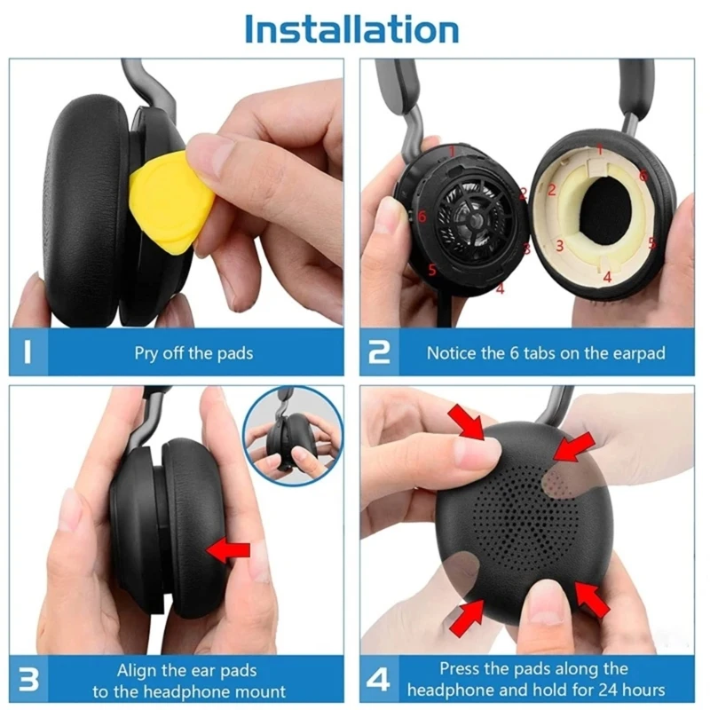 JABRA ELITE 45H Evolve2 65 헤드폰용 전문 가죽 이어 패드, 편안한 이어패드 쿠션, 교체용 드롭 배송