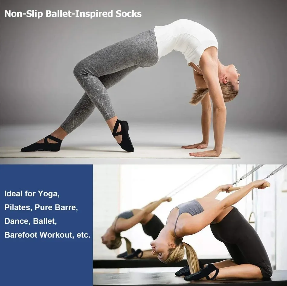 Hochwertige Rutschfeste Pilates-Socken für Frauen, Atmungsaktive Bandage-Yoga-Socken, Baumwoll-Fitness-Tanz-Barre-Ballett-Sport-Kurzsocken – Detail 6