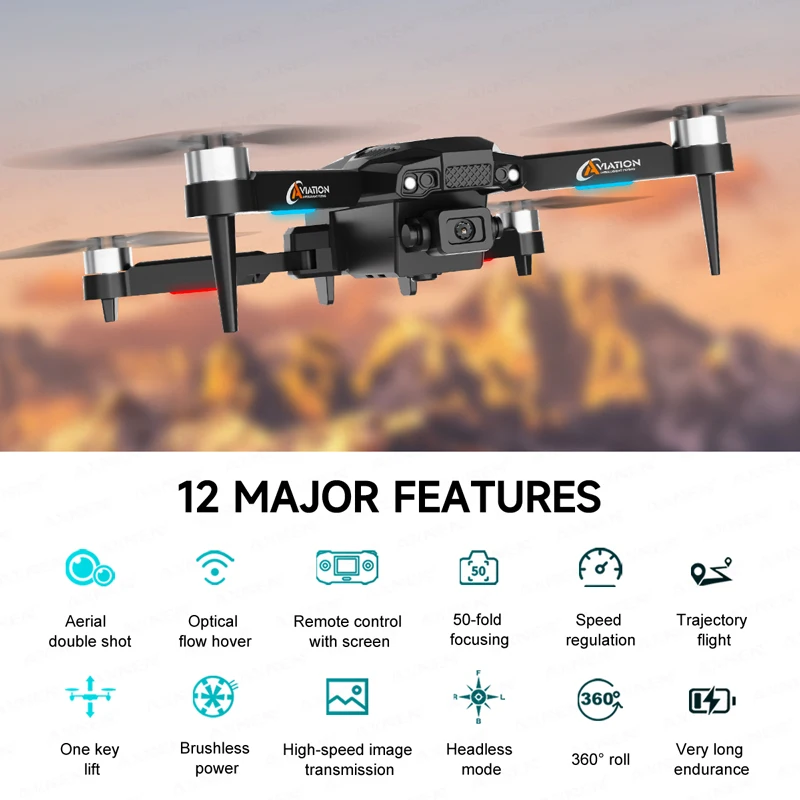Drone AXNEN F205 avec écran, 50x zoom, double objectif, flottement optique, cadeau enfant