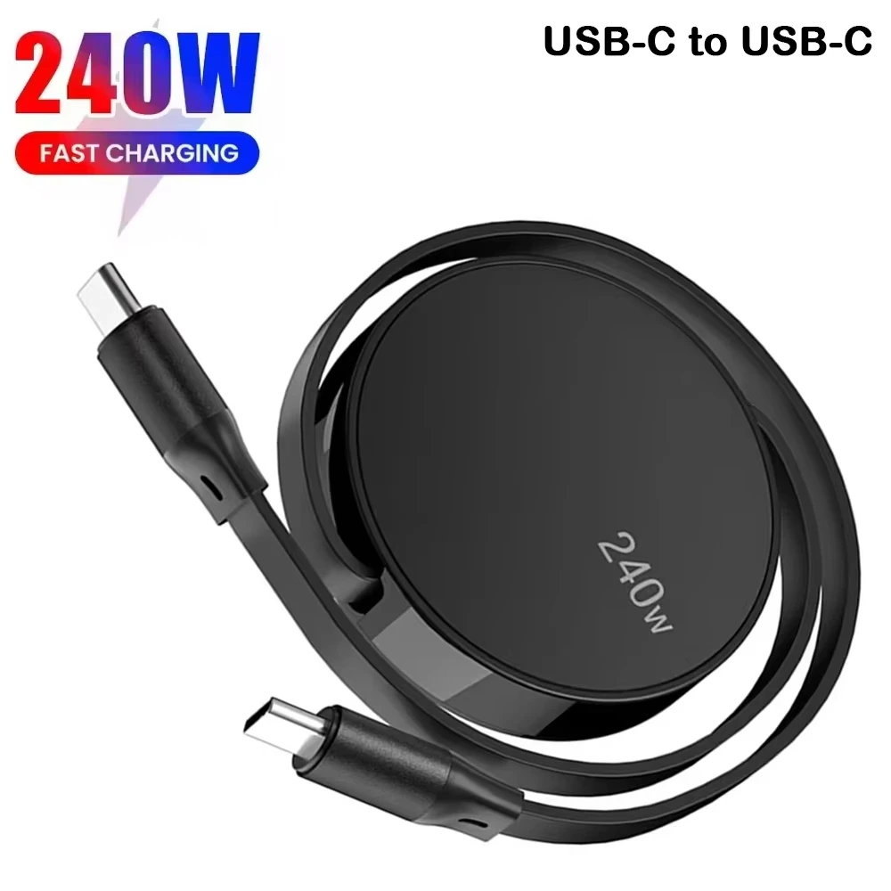 Ultra High-Speed PD 240W USB-C to USB-C Retractable Fast Charging Cable
