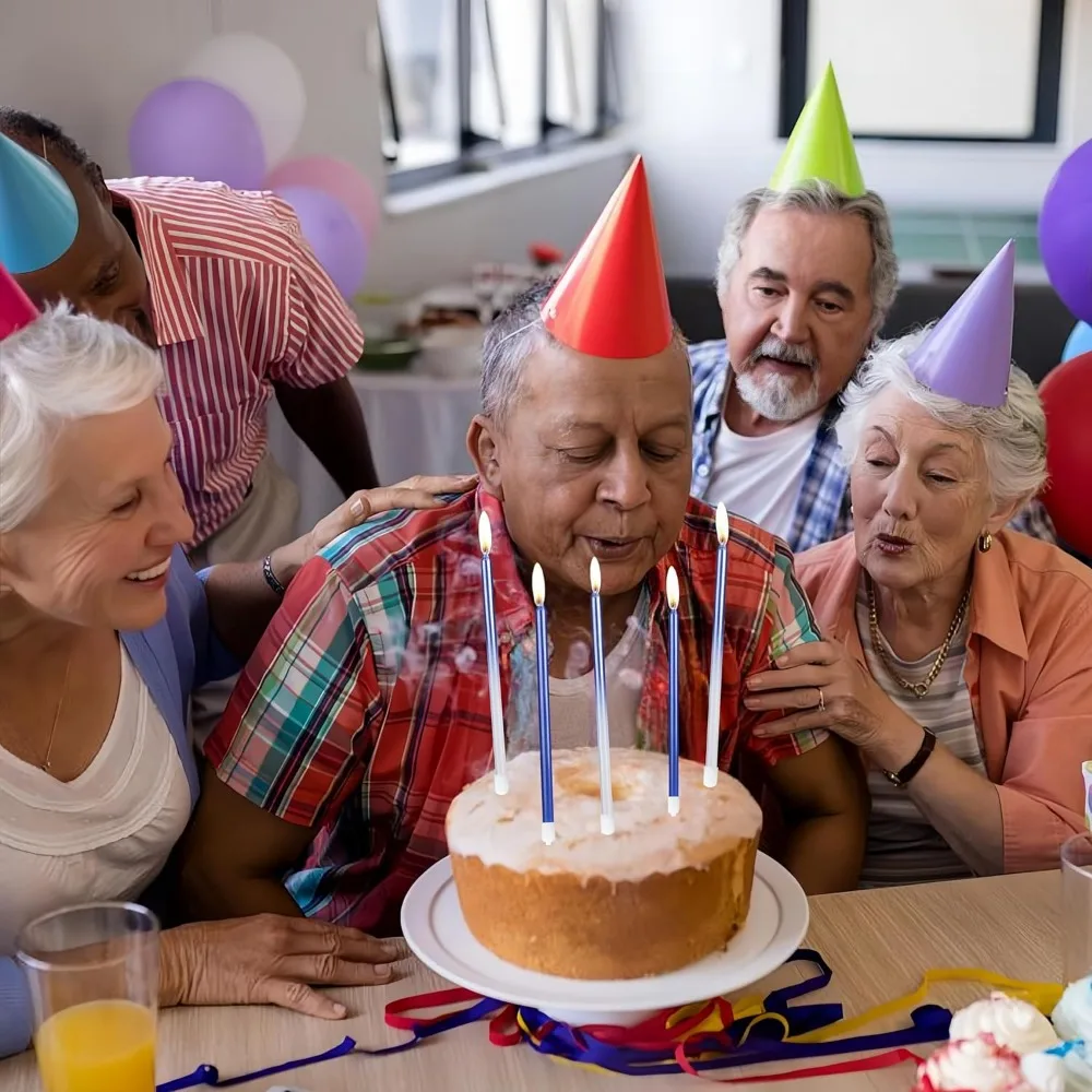 24-teilige metallische Kerze, lange grüne Kerze, Geburtstagskerzen mit Halter, Kuchenkerzen für Hochzeit, Geburtstag, Party-Dekoration – Detail 9
