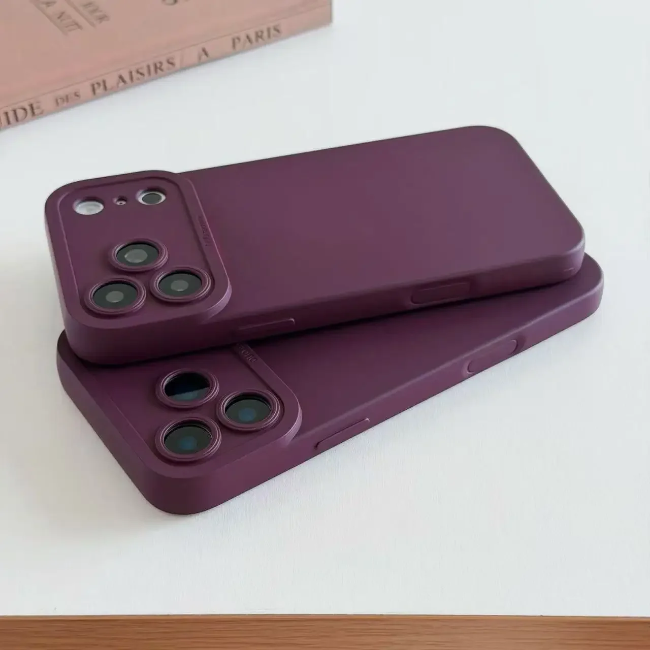 Cherry Purple Liquid Silicone Phone Case - Soft Full-Coverage Protective Back Cover with Enhanced Camera Protection