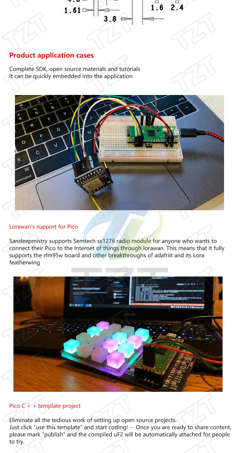 1/3PCS Für Raspberry Pi Pico Bord RP2040 Dual-Core 264KB ARM Low-Power Mikrocomputer high-Performance Cortex-M0 + Prozessor – Detail 6