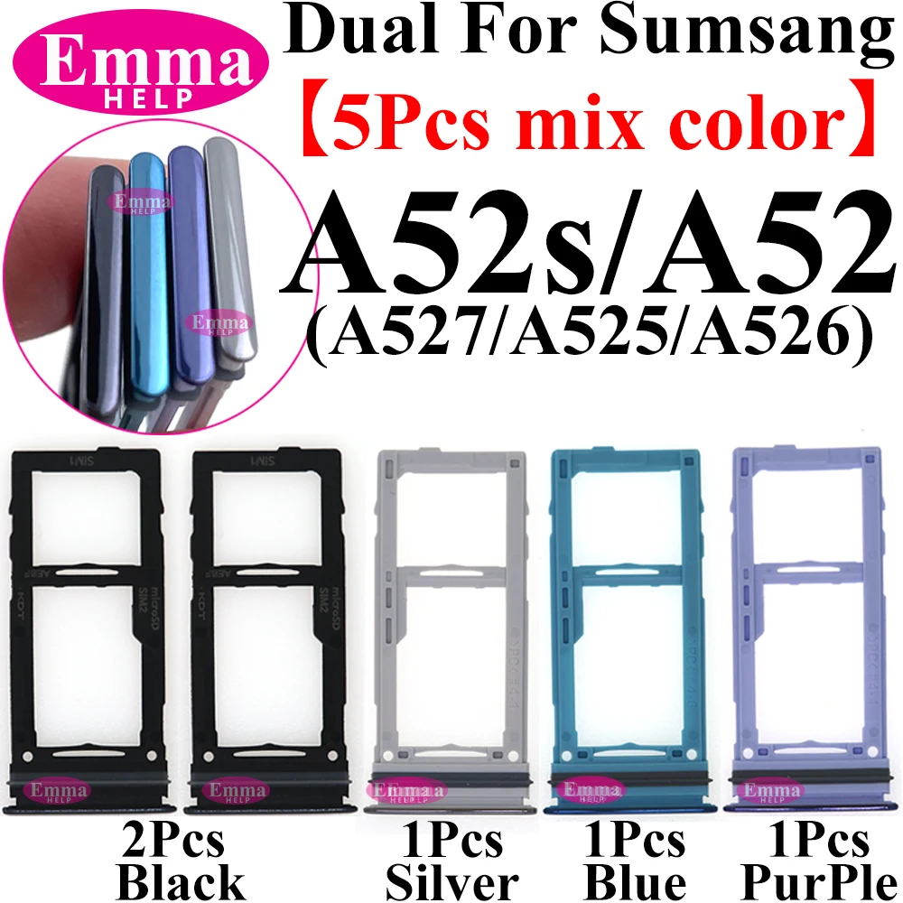 5Pcs 전화 SIM 칩 홀더 슬롯 어댑터 서랍 SIM 카드 트레이 홀더 슬롯 삼성 A11 A21 A31 A41 A51 A12 A22 A32 A42 A52 A72