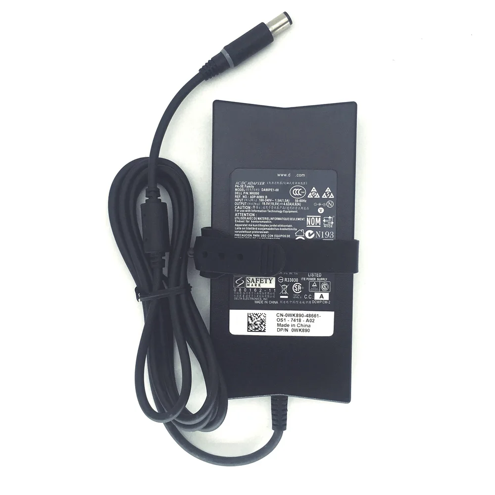 Dell FA90PE1-00 FA90PM111 TK3DM PA-10 제품군 충전기 전원 공급 장치 4.62A 19.5V용 오리지널 PA3E 슬림 노트북 AC 어댑터