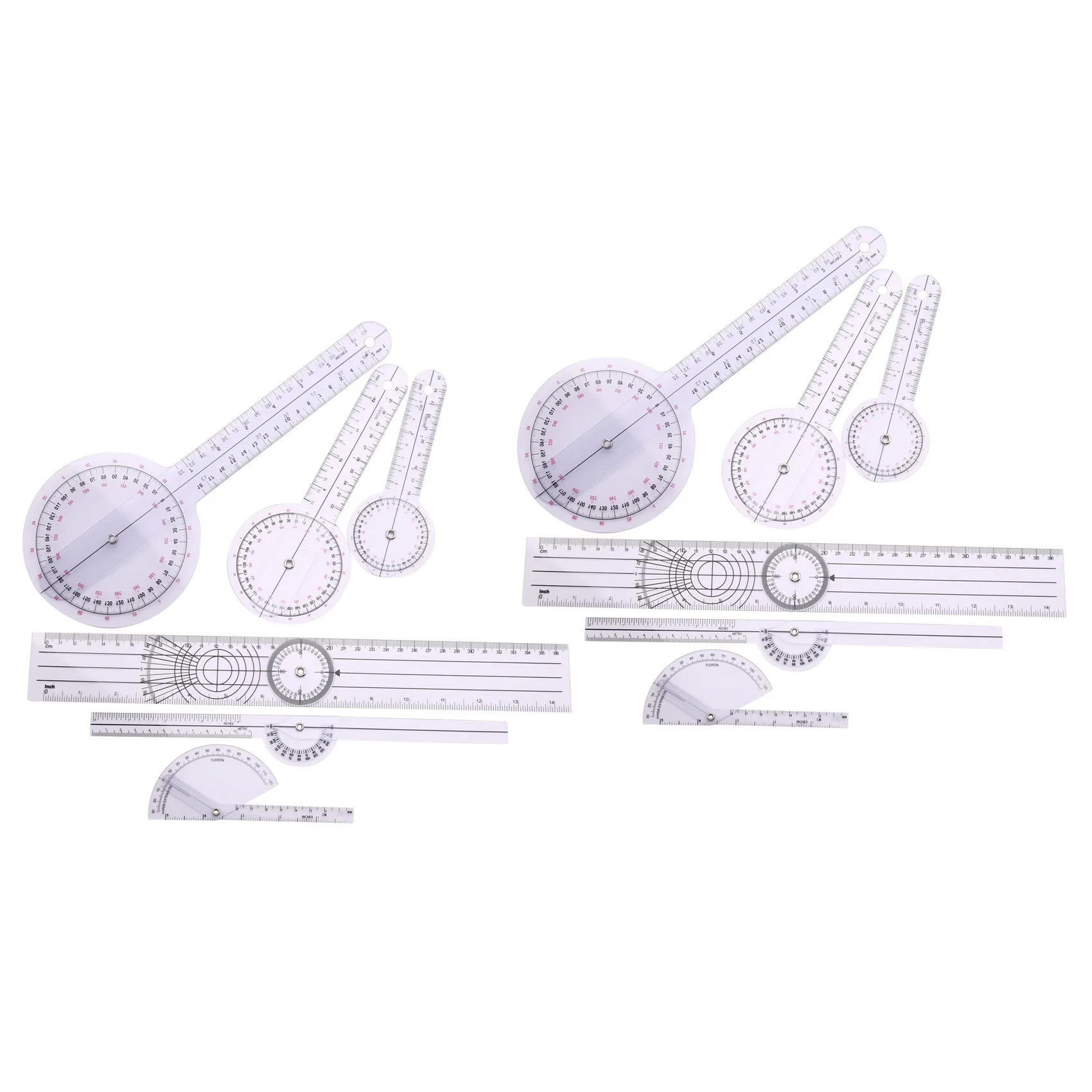 12Pcs Spinal Ruler Spinal Finger Goniometer Protractors Multi-Ruler Angle 180/360 Degree Measuring Tool